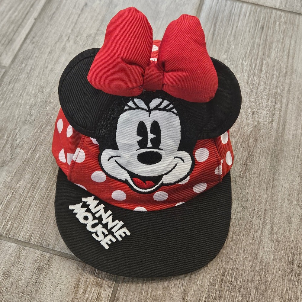Disney Parks Minnie Mouse Hat Infant 49cm Red Polka Dot Bow Ears Baseball Cap